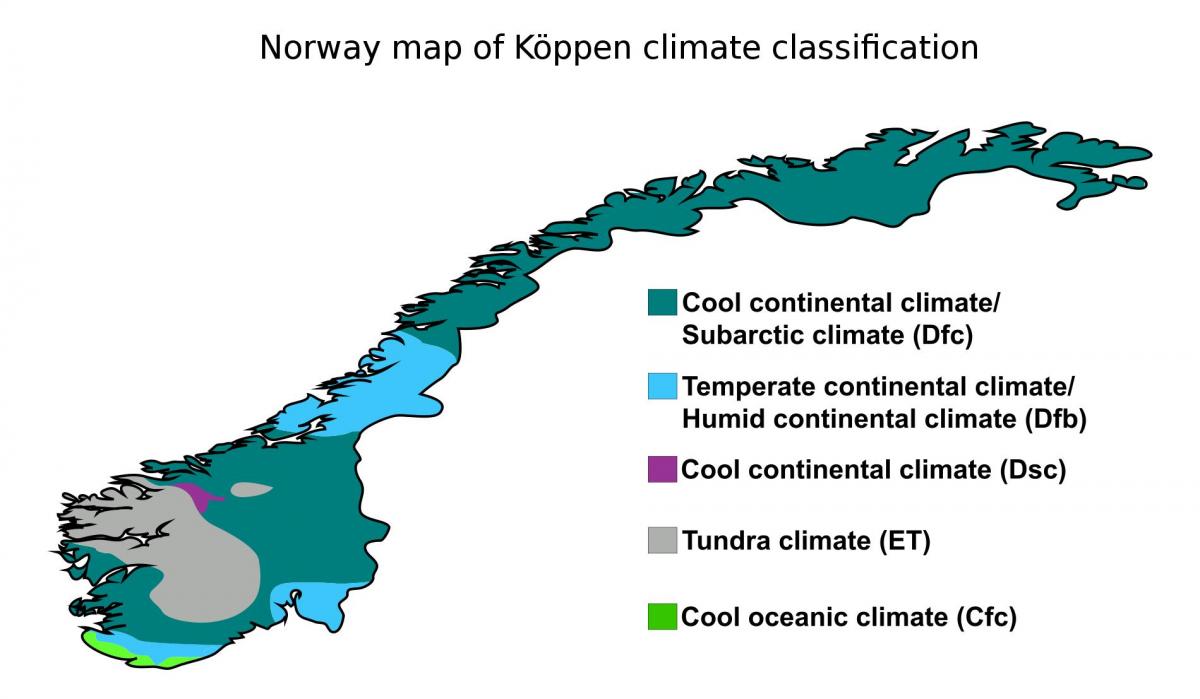Mapa de temperatura de Noruega