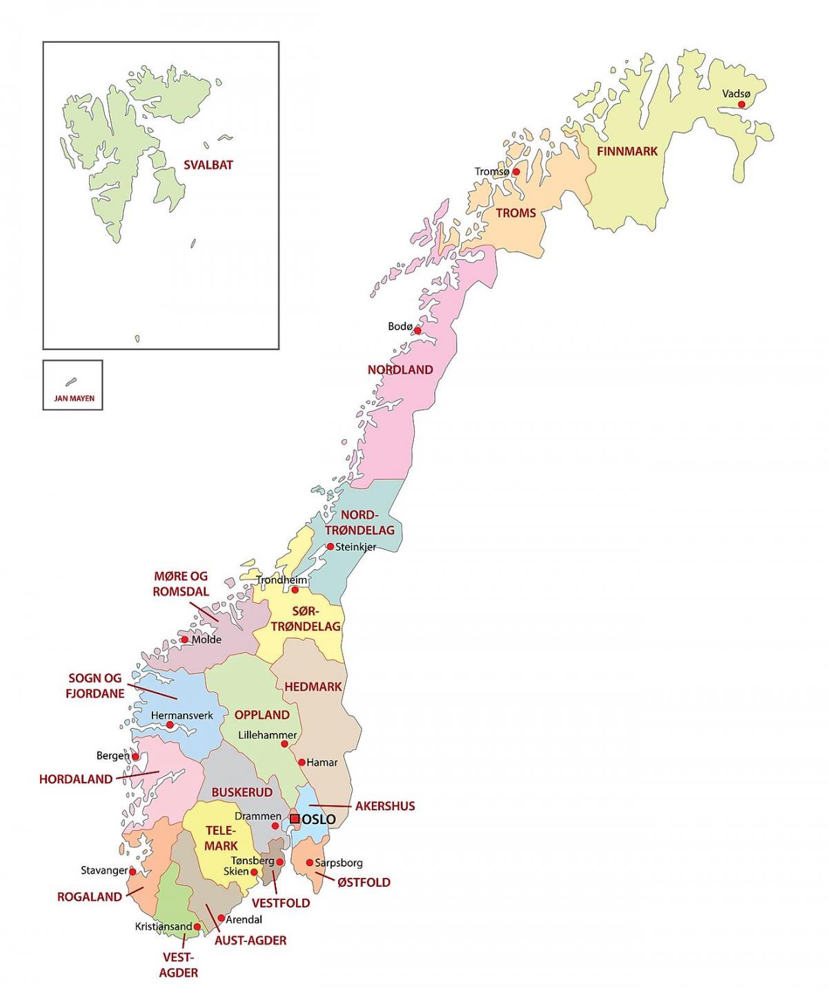 Mapa del estado de Noruega